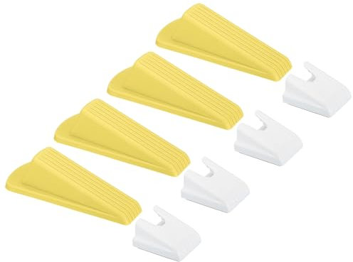 PATIKIL 4 Pcs Door Stoppers, Door Stop Doorstop Rubber Door Stopper Wedge Large Door Wedge Sturdy with Storage Box for Bottom of Door Floor Inside, Yellow