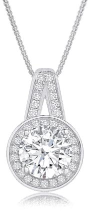 DANIEL CLIFFORD 'Sue' Damen Halskette Silber 925 Anhänger Kristall, 45cm filigrane Silberkette kleiner Stein Zirkonia Anhänger dünne Kette schlicht