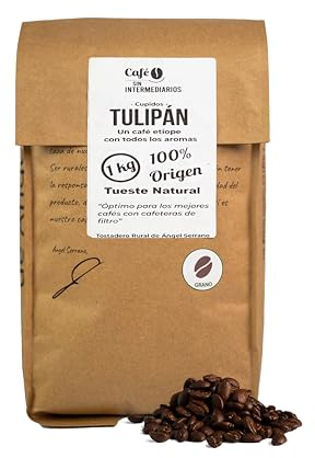 CAFE SIN INTERMEDIARIOS - Tulipan Café Etiopía En Grano sin moler - Tostado Semanal - Envasado al envío - Intensidad de sabor alta - Ideal para Café Solo