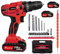 Red 21V Power Drill Electric Set, 45 N.m Max Combi Drill, 25+1 Torque Screwdriver Drill, 29Pcs Electric Screwdriver Set Cordless Electric Drill w/2x1500Ah Batteries, for DIY Wood Metal