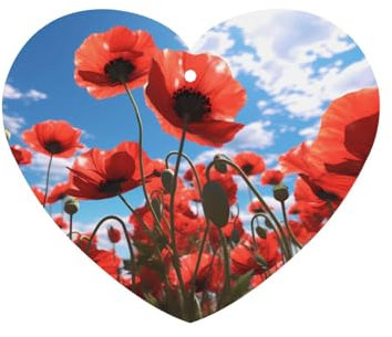 BROLEO poppy flowers picture Heart Shape Car Air Fresheners Cards Set of 4 slices : Hanging Scented Cards for Wardrobe Bathroom Car Interior Decor
