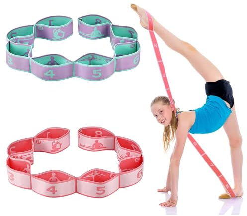 MisFun 2 Pezzi Cintura Yoga, Cintura Elastica per Yoga, Cinghia Yoga, Elastico Fasce di Resistenza, Cintura Fitness per Yoga, Yoga Stretch Cintura, per Pilates, Esercizi di Stretching