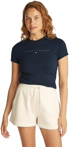 Tommy Jeans Damen T-Shirt Kurzarm Essential Rib Slim Fit