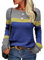 Hormtaer Womens Jumpers Crew Neck Long Sleeve Knit Sweater Colorblock Striped Knitwear Ladies Casual Retro Sweaters Soft Pullover Tops (Dark Blue, M)