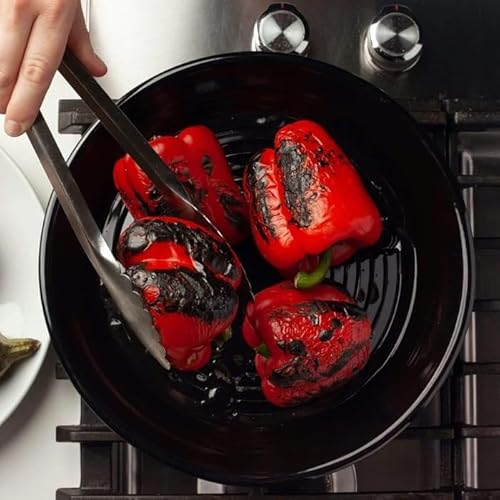 Enamel Roasting Pan Kozmatik 30cm - Versatile Vegetable Roasting Tray for Gas Stove and BBQ - Perfect for Turkish Baba Ganoush