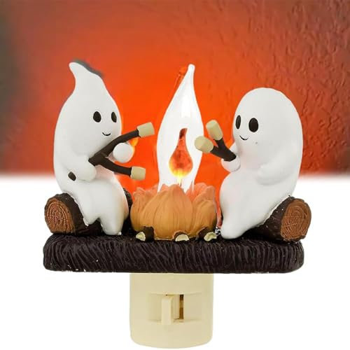 2024 Ghost Campfire Nightlight, Halloween Night Light, Ghost Campfire Flickering Nightlight, 3D LED Kleines Elektrisches Pumpkin Light, Halloween Nachtlicht Indoor Dekorationen für Familie Freunde