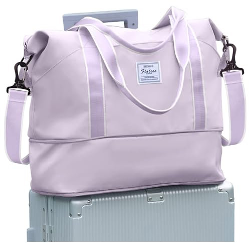 Reisetasche Damen Sporttasche mit Kulturbeutel 40x20x25 Ryanair Handgepäck Tasche Weekender Bag Schwimmtasche Wasserdicht Travel Duffle Bag Fitnesstasche Frauen für Reise Gym,C-Lila