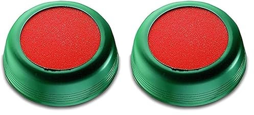 Läufer 69234 Anfeuchter, zum Anfeuchten von Briefumschlägen oder Briefmarken, rund, Ø 8,5 cm, flexible grüne Hülle, oranger Schwamm (Packung mit 2)