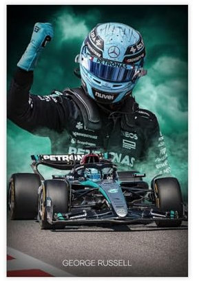 biegzc Leinwandposter George Russell F1 2024, Schlafzimmer, Dekoration, Landschaft, Büro, Raumdekoration, Geschenk, 30 x 45 cm