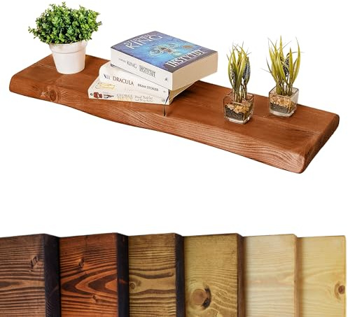 Chill House Live Edge Rustic Floating Shelf 6x2 inches, 230cm long - Teak Finish Reclaimed Wood Floating Shelves for Wall Decor, Rustic Wooden Shelves for Bedroom, Living Room, Kitchen, or Bathroom