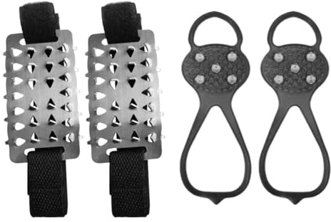 CVDYWDJIE 2 par halkfria isspetsar, vinterstegsskor, skoöverdrag för vandringskängor, unisex, justerbara spetsar, halkfria skotillbehör