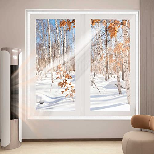 Kit di isolamento per porte e finestre del patio interno, pellicola isolante trasparente per l'inverno, in PVC regolabile con nastro a gancio, pellicola isolante per finestre, 180 x 180 cm, bianco