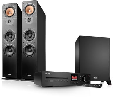 Teufel Ultima 40 Kombo 2 Power Edition - Sistema estéreo de alta fidelidad con potente subwoofer, potente, Bluetooth aptX, WLAN, receptor de CD, radio digital Dab+, USB, música, TV, juegos (negro)