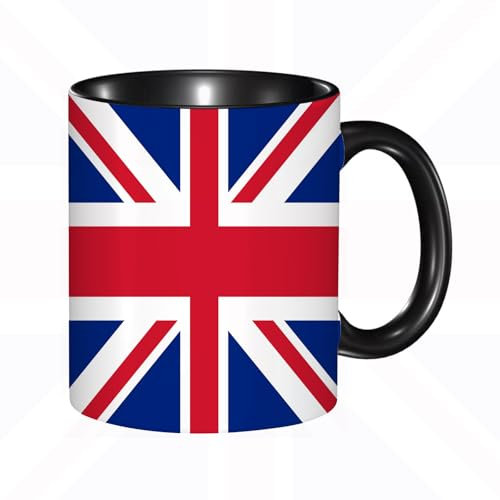 HRRASFAZF Ceramic Coffee/Tea Mug, 11 oz Funny Mugs,Union Jack, Traditional Traditional Flag United Kingdom Modern British Loyalty, S,Gifts for Mothers Day,Birthdays,Christmas,Valentines,Anniversaries