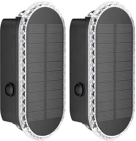 HAMLITE Solar Light for Garden Fence: IP65 Waterproof Adjustable 3000K-6500K - 2 Packs ABS Wall Mounted Light with 1500mA Battery for Deck Garden Door Porch Fence Patio