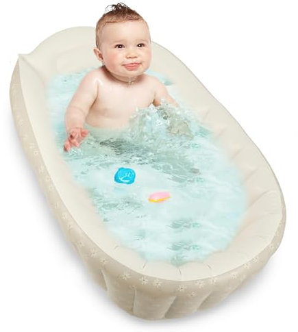 Bañera inflable para bebé,Bañera de bebé inflable,Antideslizante,Bañera infantil con bomba de aire,para recién nacidos,Niños,Niños y niñas (margaritas)