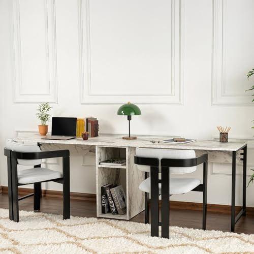 Dmora Schreibtisch Caprioli 240x60x74h cm Weiß, 1 Regal, 1 Fach