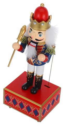 GAROZATION Musical Nutcracker Christmas Music Box Wooden Xmas Decor Present for Music Lovers