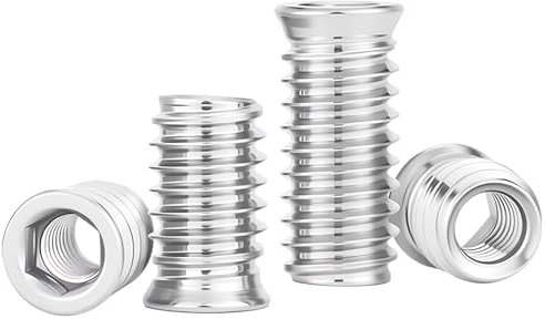 Ctyjia 25 Pezzi Dadi Filettati, M5 x 10mm Inserto Filettato in Legno, Dadi Esagonali per Mobili in Legno, Vite a Esagono Incassato in Acciaio al Carbonio