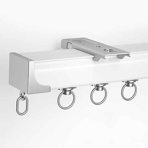 MYUYEE Vorhangschiene 1m-6m Decken- oder Wandmontage Gardinenstange Hochleistungs-Vorhangschiene Raumteiler Aluminium,Weiße Decke 1,5 m