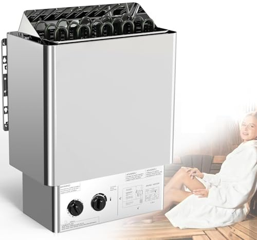ylpddmm Elektrischer Saunaofen, 3/4.5/6/8/9 KW, 220 V tragbare Saunaheizung für drinnen & draußen, integrierte Steuerung, Stainless Steel Sauna Stove Heater,4.5KW