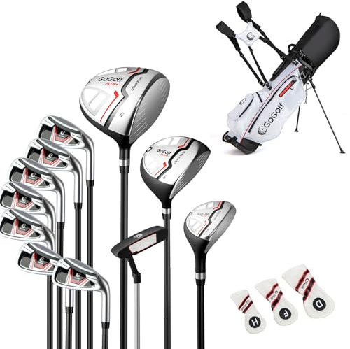 LIFEZEAL Set completo da golf per destrorsi, set da 15 mazze da golf con borsa da golf, set di mazze da golf con 460CC #1 Driver, #3 Fairway, ibrido, #5#6#7#8#9#P #S, putter (rosso)