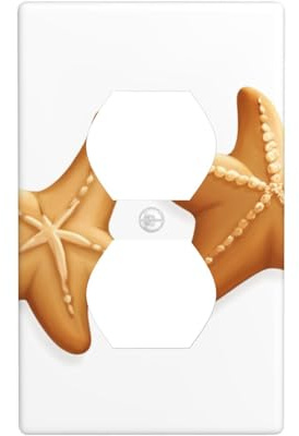 YYHWHJDE Starfish Twins Picture Double Socket Wall Panel Decorative is Durable and Suitable for Socket Light Switch Accessories 4.5x2.76in