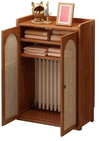 LXRHLIKG Radiator Cover, Heater Covers for Radiators, Bamboo Heating Decorative Cabinet with Adjustable Shelves, Rattan WiFi Router Storage Cabinet