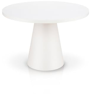KHG Esstisch Rund 110 cm Durchmesser, Weiß mit Glasplatte, Platz für 5 Personen, bis 100 kg belastbar - Minimalistisches Design, konisches Tischgestell, modern & pflegeleicht