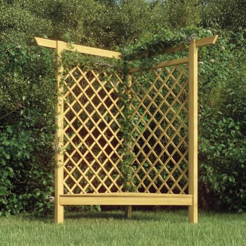 Solivagant Pergola d'angle avec Banc 166x81x174 cm Bois de pin imprégné,(35 KG)