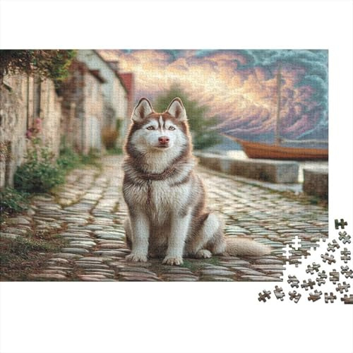 Siberian Husky Puzzle 1000 Teile 52x38cm Recyclingpapier für Erwachsene AlleyPuzzle Farbenfroh Spaßig Knobelspaß Familienspiel Heimaktivität Tolle Geschenkidee