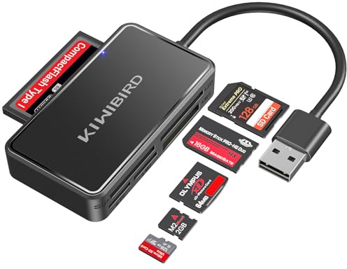 KiWiBiRD lettore schede SD USB Compact Flash card reader MS xD M2 microSD | Memory Stick Pro Duo adapter per MS xD M2 CF microSD, compatibile con PC fotocamera laptop