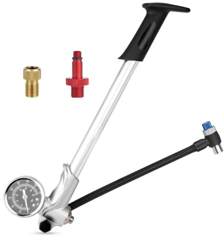 YPBEW Druckluftpumpen, 400 psi Aluminium-Messgeräte, ausgestattet mit Stoßdämpfern, Inflator-Werkzeug, Upgrades für Fahrräder, Federgabel, Fahrräder, Stoßdämpfer mit Messgeräten