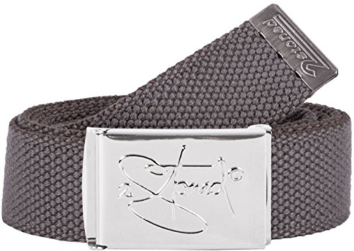 2Stoned Hosengürtel Stoffgürtel Grau, Chromschnalle Classic, 3 cm breit für Damen und Herren
