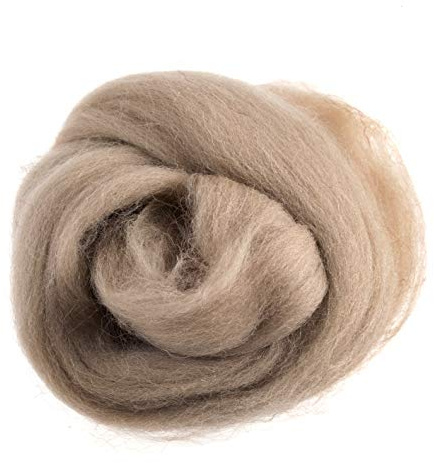 Trimits Natural Felting Roving Wool, Cream Beige, 10 g