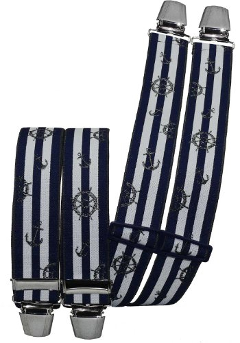 Harrys-Collection Edler Hosenträger mit Anker, Größen:120 cm, Farben:weiß