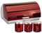 SQ Professional Gems Metallic Bread Bin and Canisters Red, Ruby, 39.8x26.6x19 cm