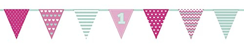 PartyDeco Papier Girlande Geburtstag Flagge Banner 1. Geburtstag Hängende Dekoration für Mädchen für Junge Geburtstag Party Anhänger