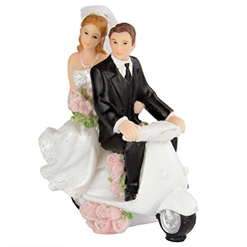 Folat 21280 - Hochzeitstorte Topper Figur auf Scooter Sortiert Paar - ca. 11 cm hoch