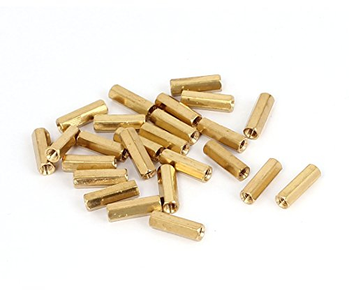 Sourcingmap M3 x 15mm Female Threaded Brass Hex Standoff Pillar Spacer Nut 25pcs