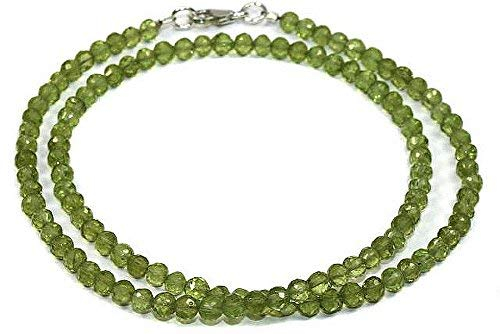 Peridot Schmuck (Halskette) Peridot Kette facettierte Kugeln Größe ca. 4 mm Länge ca. 45 cm Verschluss 925er Sterling-Silber Modellnummer 8051