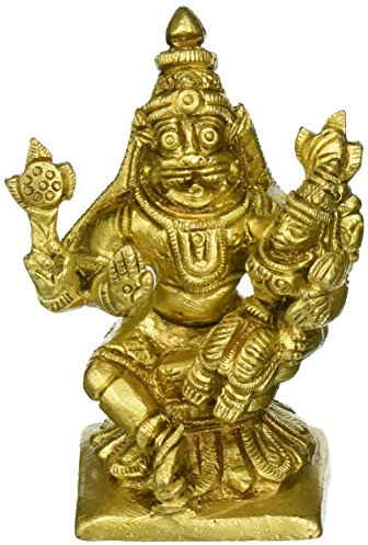 GangesIndia Lord Narasimha sitzend, Göttin Lakshmi Messing Statue