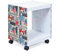 Inter Link - Beistelltisch - Nachttisch - Couchtisch - Auf Rollen - Flag Cube - Glas und MDF - Modern und praktisch - Weiß lackiert - 38 x 33,5 x 46 cm