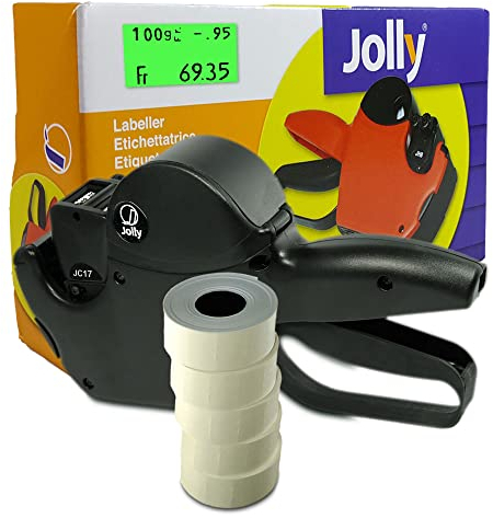 Preisauszeichner Set Jolly C17 inkl. 5 Rollen 26x16RE Preisetiketten - leucht-grün permanent | MHD Datumsauszeichner | HUTNER