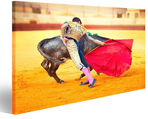 islandburner Cuadro Cuadros Corrida Matador Fighting en una típica Corrida de toros española Impresión sobre Lienzo - Formato Grande - Cuadros Modernos HVS