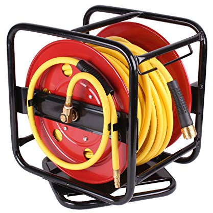 WELDINGER Schlauchaufroller 30 m mit Druckluftschlauch Gummi-PVC gelb 6 x12 mm -40 bis 65°C