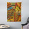 ABAKUHAUS afrikanisch Wandteppich, Grunge Motive aus Weiches Mikrofaser Stoff Waschbar ohne Verblassen Digitaldruck, 110 x 150 cm, Orange Gelb