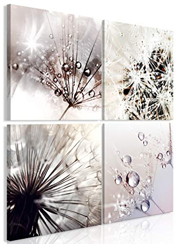 decomonkey Bilder Pusteblume 4 Teilig- jedes Teil 40x40 cm | Leinwandbilder Bild auf Leinwand Vlies Wandbild Kunstdruck Wanddeko Wand Wohnzimmer Wanddekoration Deko Blumen Abstrakt