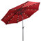 GOPLUS Parasol de Jardin Exterieur 2,7M, Parasol Inclinable 6 Baleines, Lumineux Solaire 18 LED, Manivelle, Anti-UV, Grand Parasol en Métal pour Plage Balcon Patio, Rouge