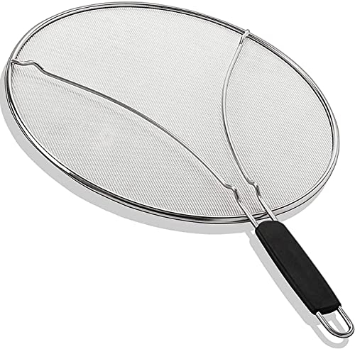 KITCHENISTIC 13 Splatter Screen with Soft Grip TPR Handle - Stops 99% Hot Oil Splash- Protects Skin from Burns - Grease Guard for Frying Pan Keeps Your Kitchen Clean - Heavy Duty Ultra-Fine Mesh